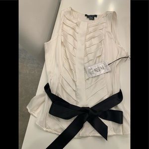 NWT Etcetera sleeveless cream silk blouse